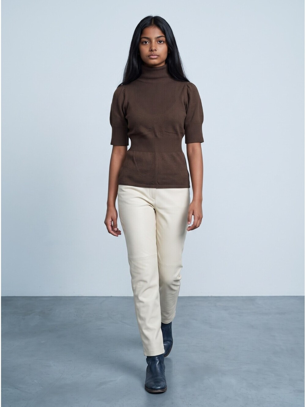 Moth Anthropologie Mock Neck Sweater-Size Small-Mocha Brown